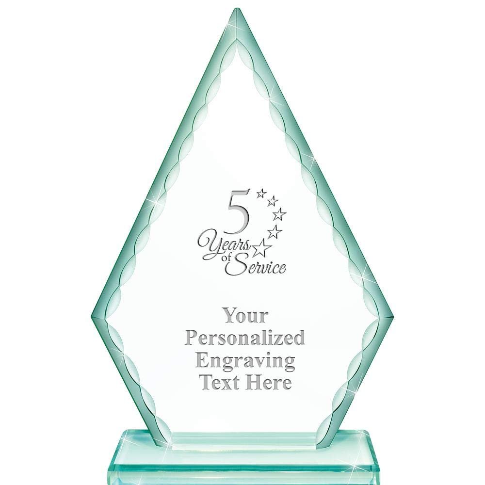 Crown Awards Real Crystal 7" 5 Years of Service Trophy, Custom Engraved 5 Years of Service Greenwhich Arrowhead Crystal Award, Choose Your Own Engraving Text, Prime