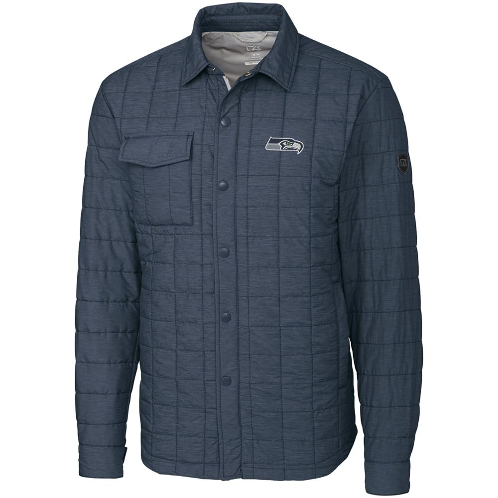 Cutter & Buck Men's Charcoal Seattle Seahawks Rainier Shirt Jacket
