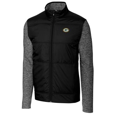 Cutter & Buck Men's Black Green Bay Packers Stealth Full-Zip Jacket