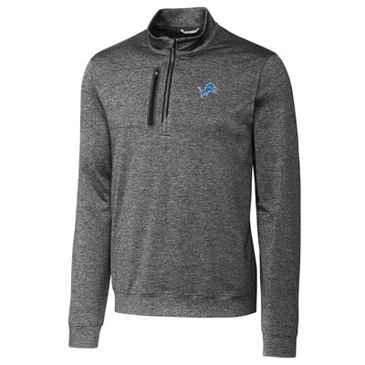 Cutter & Buck Men's Gray Detroit Lions Stealth Quarter-Zip Jacket
