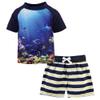 Hudson Baby Unisex Swim Rashguard Set, Boy Coral Reef, 9-12 Months view 1