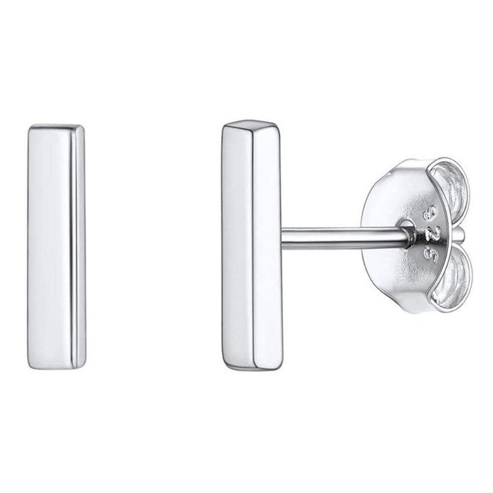1 Pair Adabele Real Solid 925 Sterling Silver Hypoallergenic Stud Earrings Dainty Small Tiny Bar Ear Studs for Women Birthday Gift SSE101-1