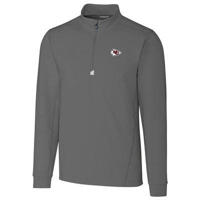 Cutter & Buck Men's Gray Kansas City Chiefs Traverse Quarter-Zip Pullover Jacket