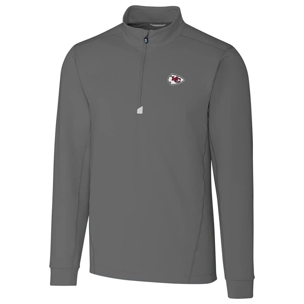 Cutter & Buck Men's Gray Kansas City Chiefs Traverse Quarter-Zip Pullover Jacket