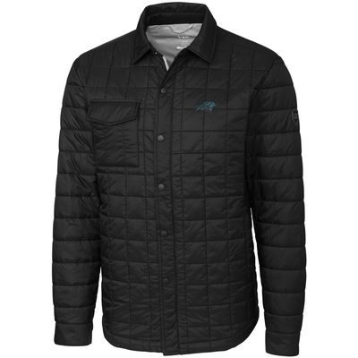 Cutter & Buck Men's Black Carolina Panthers Rainier Shirt Jacket