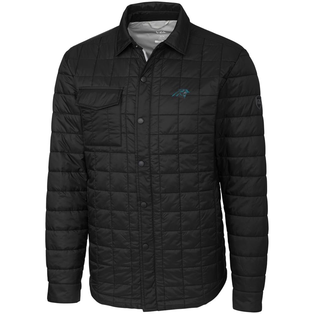 Cutter & Buck Men's Black Carolina Panthers Rainier Shirt Jacket