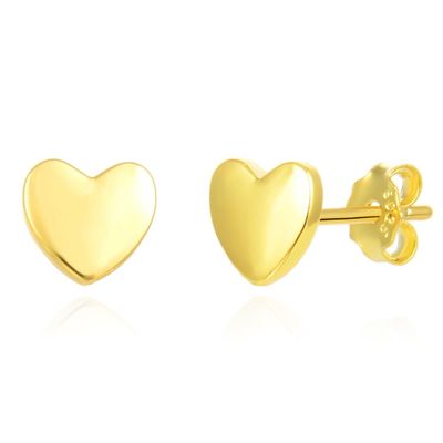 1 Pair Adabele Real 18K Yellow Gold Plated 925 Sterling Silver Hypoallergenic Stud Earrings Dainty Small Tiny Love Heart Ear Studs for Women Birthday Gift SSE94-2