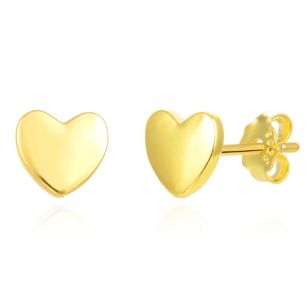 1 Pair Adabele Real 18K Yellow Gold Plated 925 Sterling Silver Hypoallergenic Stud Earrings Dainty Small Tiny Love Heart Ear Studs for Women Birthday Gift SSE94-2
