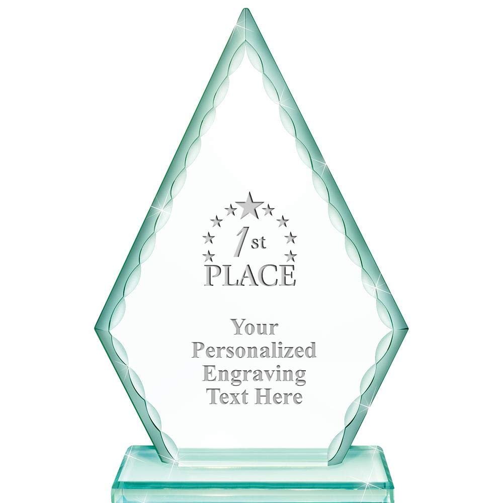Real Crystal 7" 1St Place Trophy, Custom Engraved 1St Place Greenwhich Arrowhead Crystal Award, Choose Your Own Engraving Text, Prime