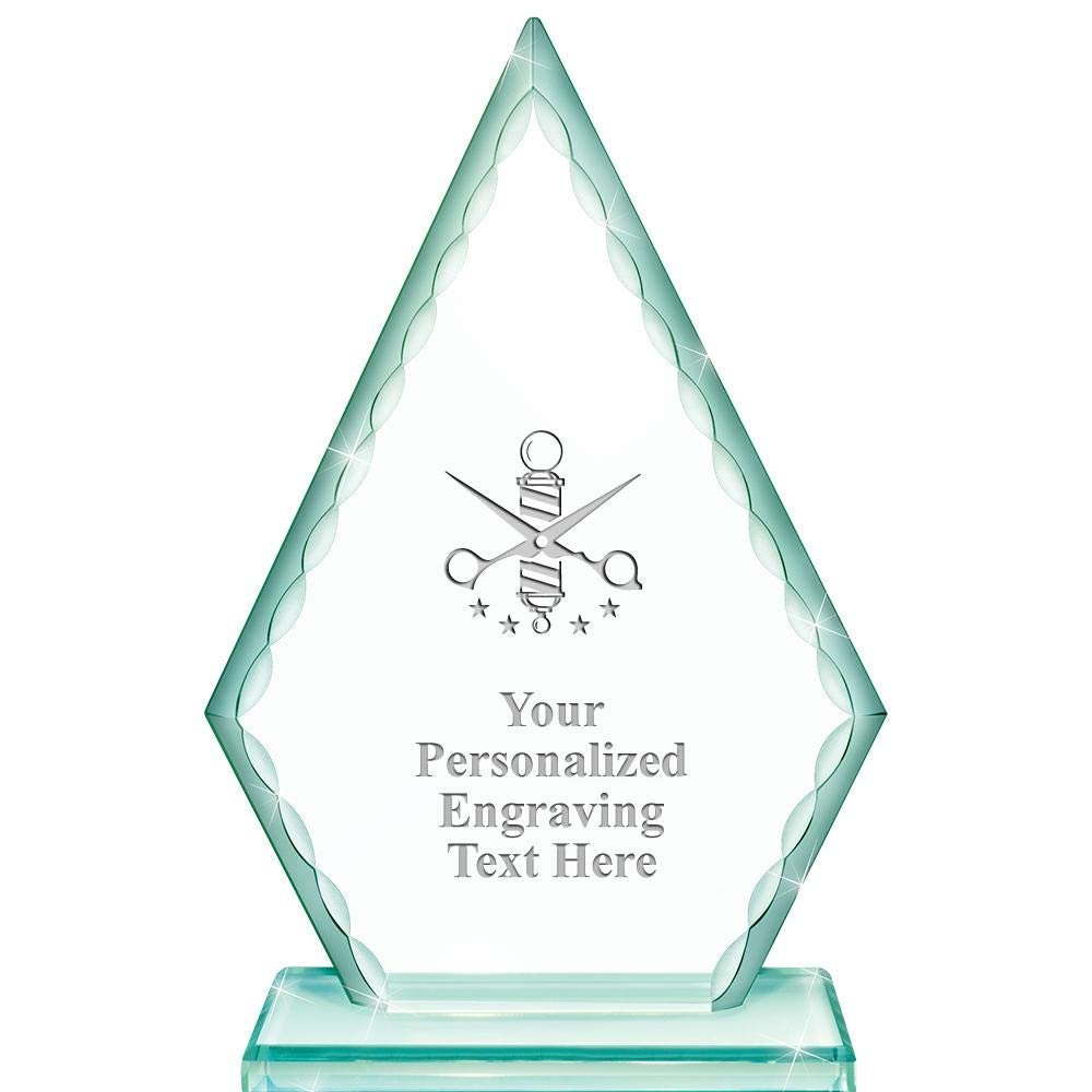 Real Crystal 7" Barber Trophy, Custom Engraved Barber Greenwhich Arrowhead Crystal Award, Choose Your Own Engraving Text, Prime