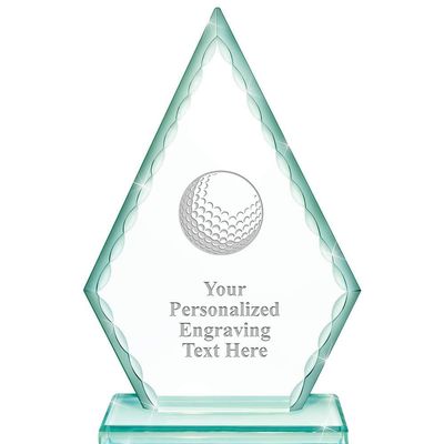 Real Crystal 7" Golf Ball Trophy, Custom Engraved Golf Ball Greenwhich Arrowhead Crystal Award, Choose Your Own Engraving Text, Prime