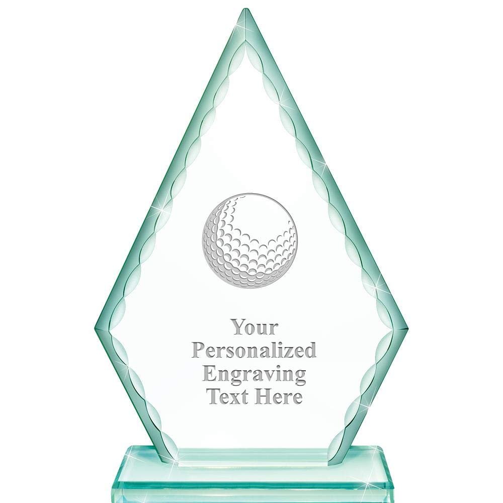 Real Crystal 7" Golf Ball Trophy, Custom Engraved Golf Ball Greenwhich Arrowhead Crystal Award, Choose Your Own Engraving Text, Prime