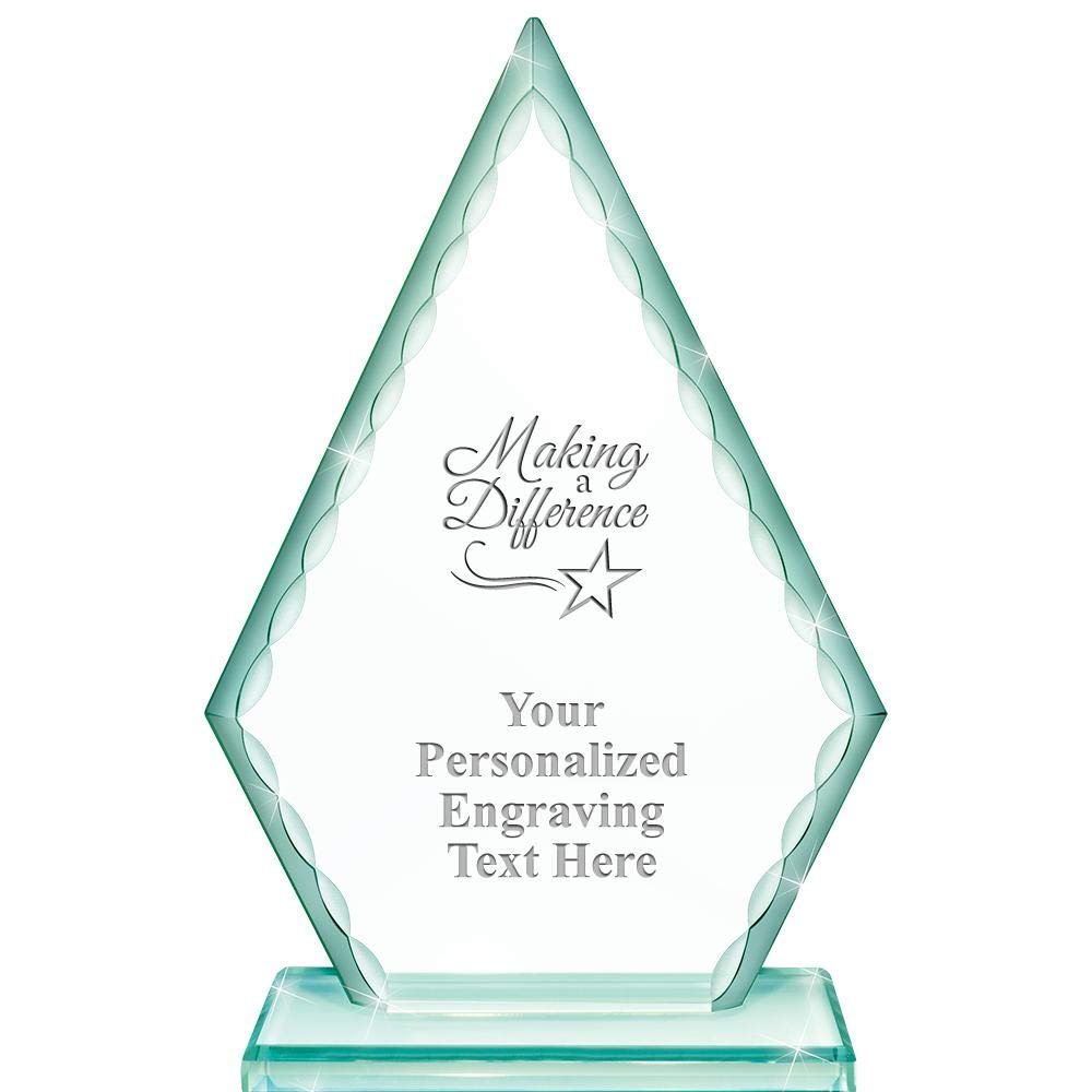 Real Crystal 7" Making A Difference Trophy, Custom Engraved Making A Difference Greenwhich Arrowhead Crystal Award, Choose Your Own Engraving Text, Prime