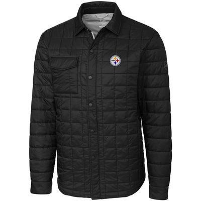 Cutter & Buck Men's Black Pittsburgh Steelers Rainier Shirt Jacket