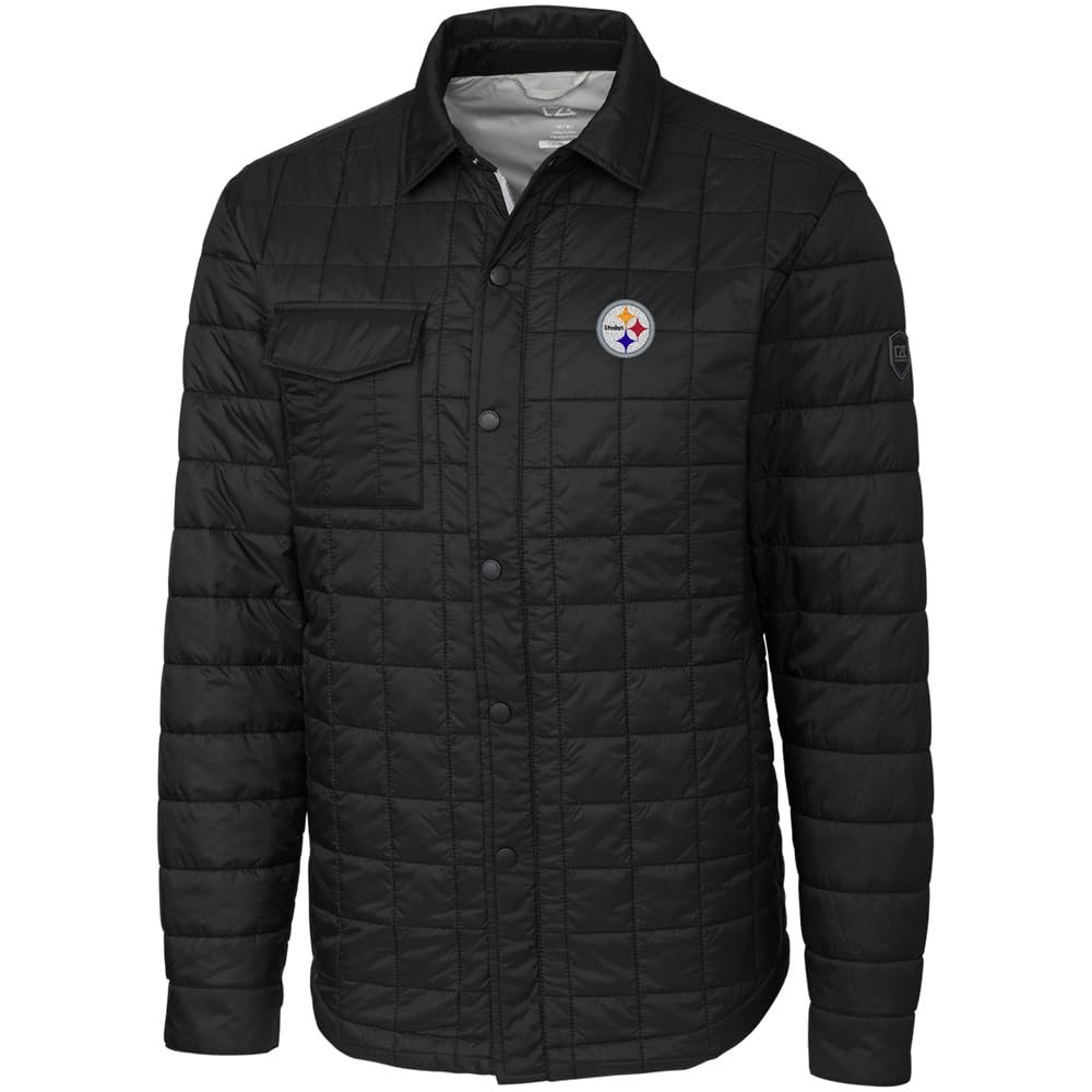 Cutter & Buck Men's Black Pittsburgh Steelers Rainier Shirt Jacket