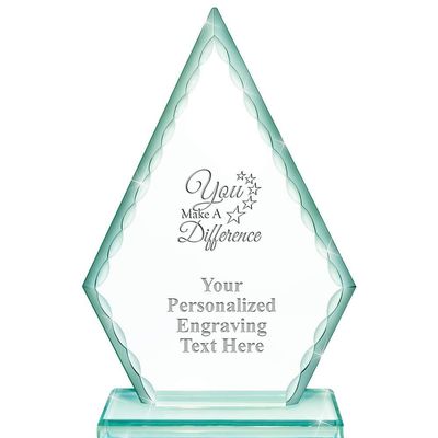 Real Crystal 7" You Make A Difference Trophy, Custom Engraved You Make A Difference Greenwhich Arrowhead Crystal Award, Choose Your Own Engraving Text, Prime