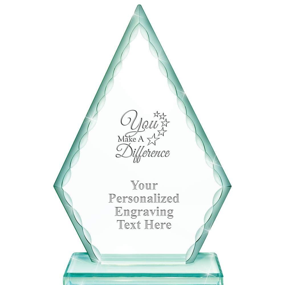 Real Crystal 7" You Make A Difference Trophy, Custom Engraved You Make A Difference Greenwhich Arrowhead Crystal Award, Choose Your Own Engraving Text, Prime