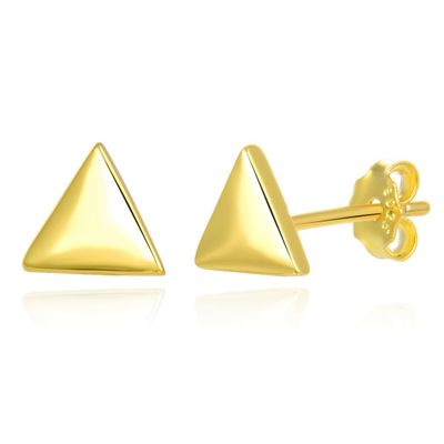 1 Pair Adabele Real 18K Yellow Gold Plated 925 Sterling Silver Hypoallergenic Stud Earrings Dainty Small Tiny Triangle Delta Ear Studs for Women Birthday Gift SSE91-2