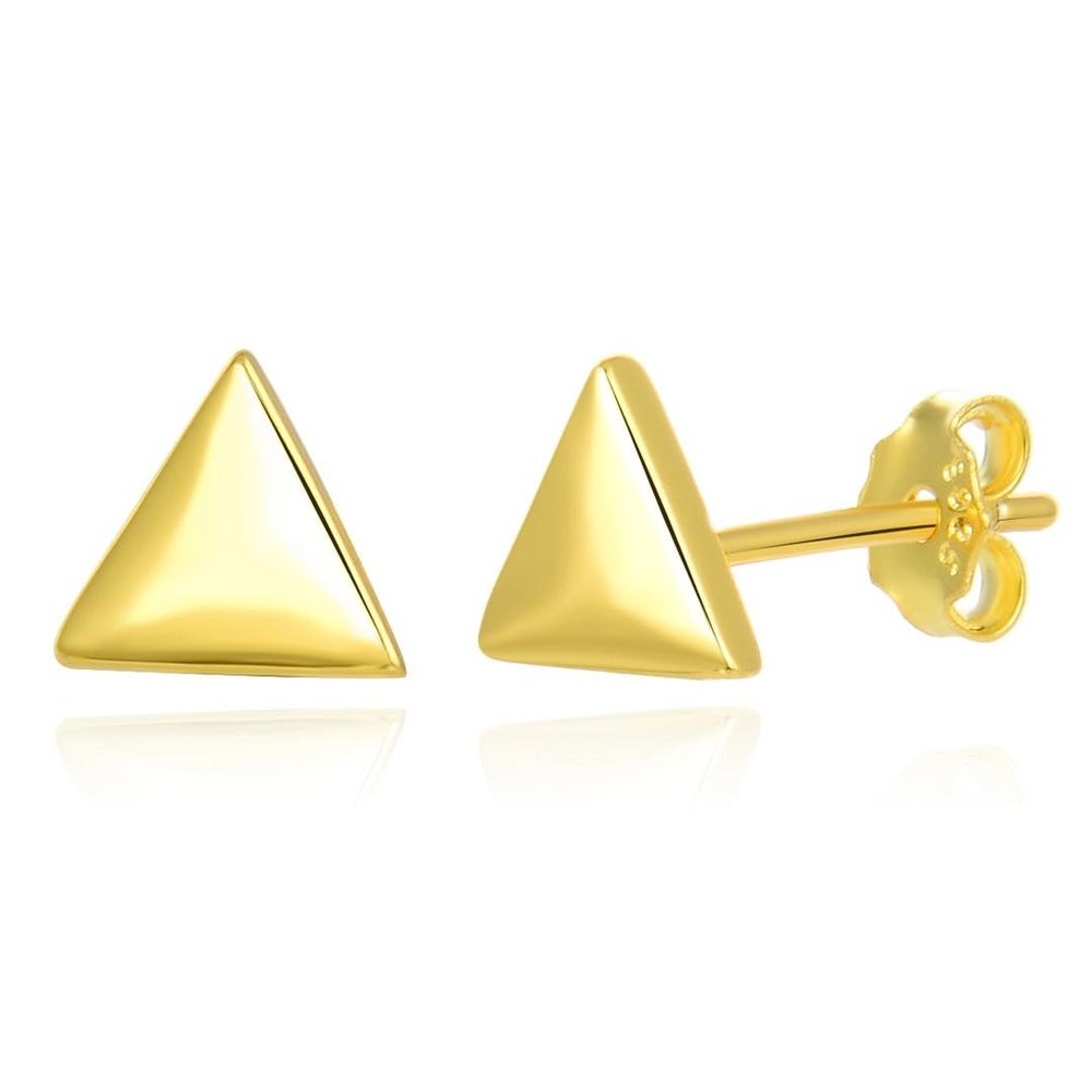 1 Pair Adabele Real 18K Yellow Gold Plated 925 Sterling Silver Hypoallergenic Stud Earrings Dainty Small Tiny Triangle Delta Ear Studs for Women Birthday Gift SSE91-2