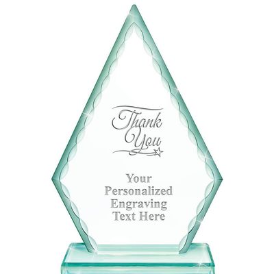 Real Crystal 7" Thank You Trophy, Custom Engraved Thank You Greenwhich Arrowhead Crystal Award, Choose Your Own Engraving Text, Prime
