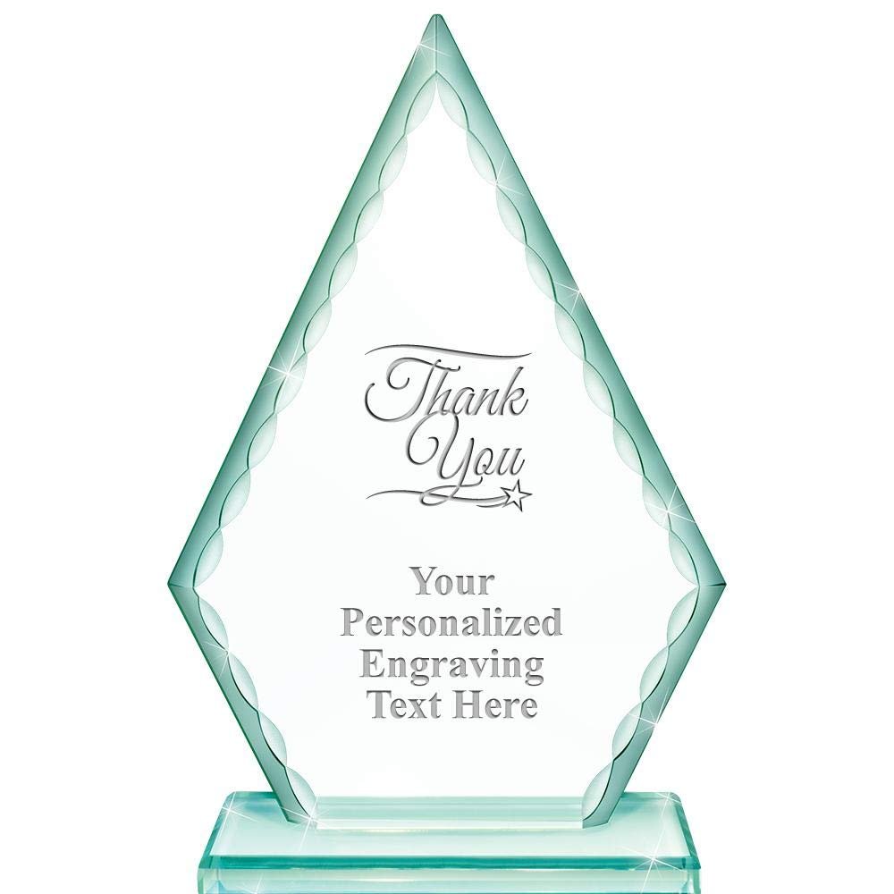 Real Crystal 7" Thank You Trophy, Custom Engraved Thank You Greenwhich Arrowhead Crystal Award, Choose Your Own Engraving Text, Prime