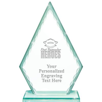 Real Crystal 7" First Responder Heroes Trophy, Custom Engraved First Responder Heroes Greenwhich Arrowhead Crystal Award, Choose Your Own Engraving Text, Prime