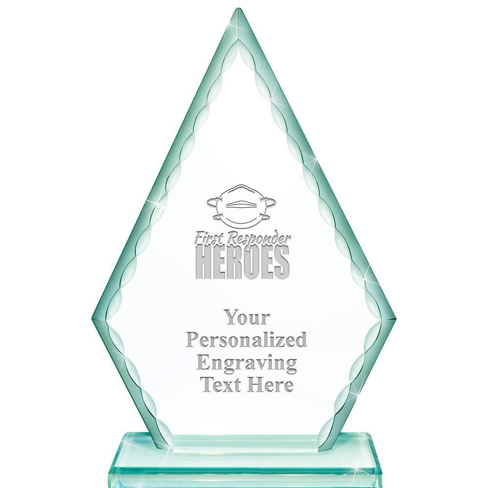Real Crystal 7" First Responder Heroes Trophy, Custom Engraved First Responder Heroes Greenwhich Arrowhead Crystal Award, Choose Your Own Engraving Text, Prime