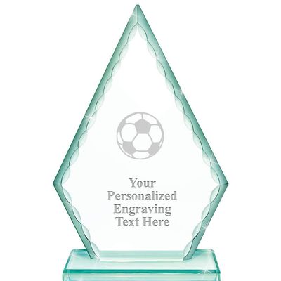 Real Crystal 7" Soccer Ball Trophy, Custom Engraved Soccer Ball Greenwhich Arrowhead Crystal Award, Choose Your Own Engraving Text, Prime