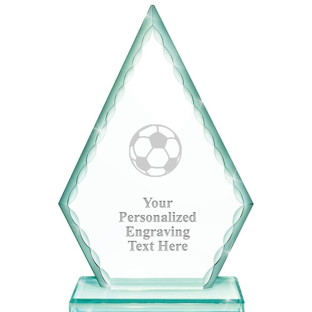 Real Crystal 7" Soccer Ball Trophy, Custom Engraved Soccer Ball Greenwhich Arrowhead Crystal Award, Choose Your Own Engraving Text, Prime