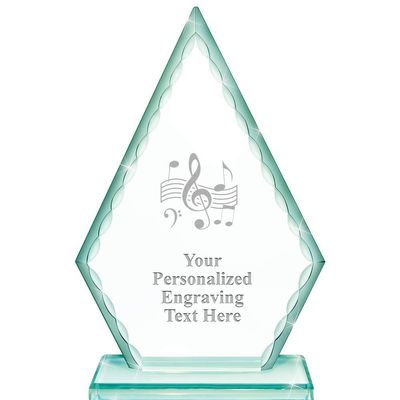 Real Crystal 7" Music Trophy, Custom Engraved Music Greenwhich Arrowhead Crystal Award, Choose Your Own Engraving Text, Prime