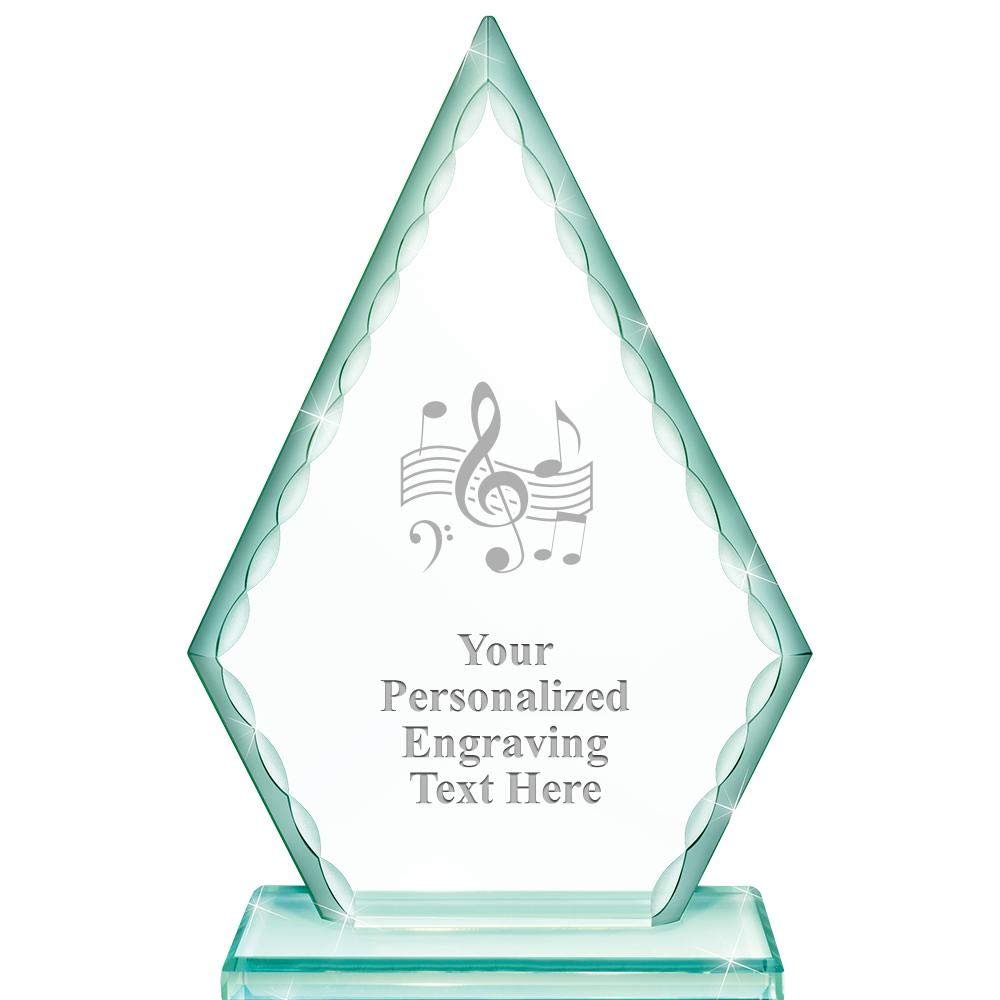 Real Crystal 7" Music Trophy, Custom Engraved Music Greenwhich Arrowhead Crystal Award, Choose Your Own Engraving Text, Prime
