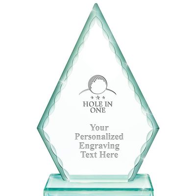 Real Crystal 7" Hole in One Trophy, Custom Engraved Hole in One Greenwhich Arrowhead Crystal Award, Choose Your Own Engraving Text, Prime
