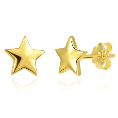 2 Pairs Adabele Real 18K Yellow Gold Plated 925 Sterling Silver Hypoallergenic Stud Earrings Dainty Small Tiny Star Ear Studs for Women Birthday Gift SSE92-2
