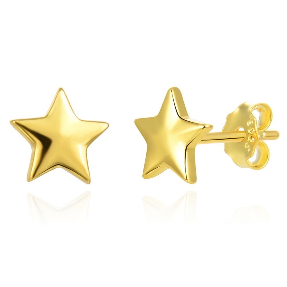 2 Pairs Adabele Real 18K Yellow Gold Plated 925 Sterling Silver Hypoallergenic Stud Earrings Dainty Small Tiny Star Ear Studs for Women Birthday Gift SSE92-2