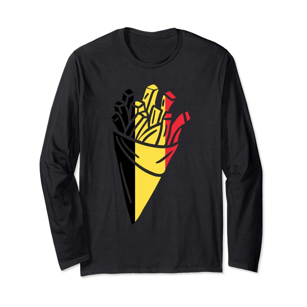 Belgium Fries Shirt Belgian Frieten Frites Belgian Flag Long Sleeve T-Shirt