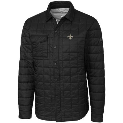 Cutter & Buck Men's Black New Orleans Saints Rainier Shirt Jacket