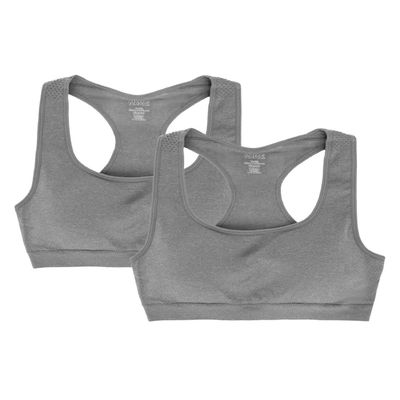 MeMoi Girls' 2 Pair Pack Racerback Sports Training Bra Light Gray Heather XL-16