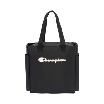 Champion unisex adult Signal Gym Tote Bags, Black/Reflective Silver, One Size US