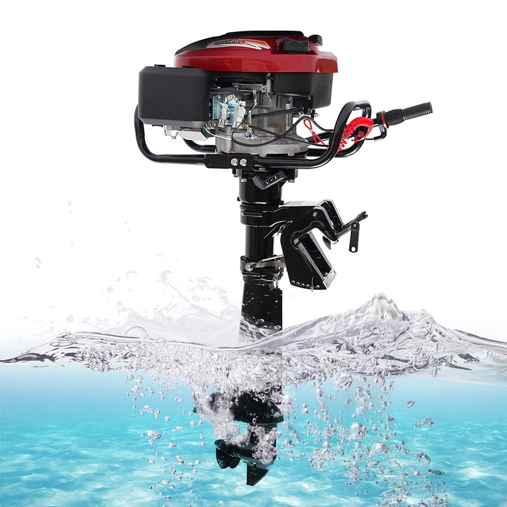 7HP Outboard Motor Boat Engine 4 Stroke Outboard Motor Heavy Duty Outboard Motor Fishing Boat Engine with Water Cooling System 5100W 196CC