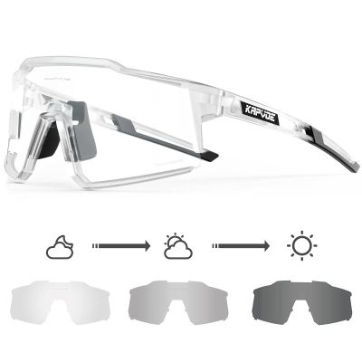 KAPVOE Photochromic Cycling Glasses MTB Clear Mountain Bike Transition Bicycle Sunglasses for Men Women - K9022