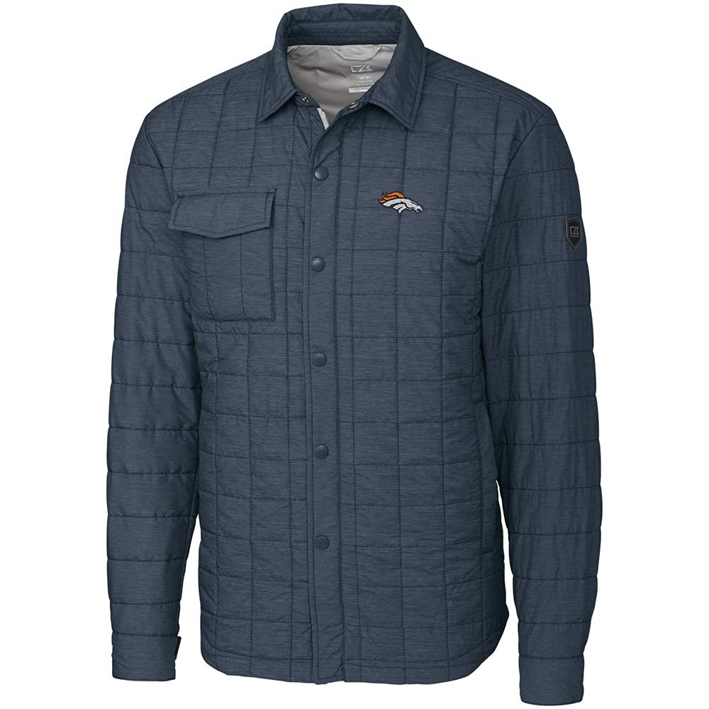 Cutter & Buck Men's Charcoal Denver Broncos Rainier Shirt Jacket
