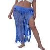 Awoscut Women Sexy Hollow Out Knit Skirt Cover Ups for Swimwear Swimsuit Bathing Suit Bikini Cover Summer Beach Wrap Dress (Blue, Large) view 1