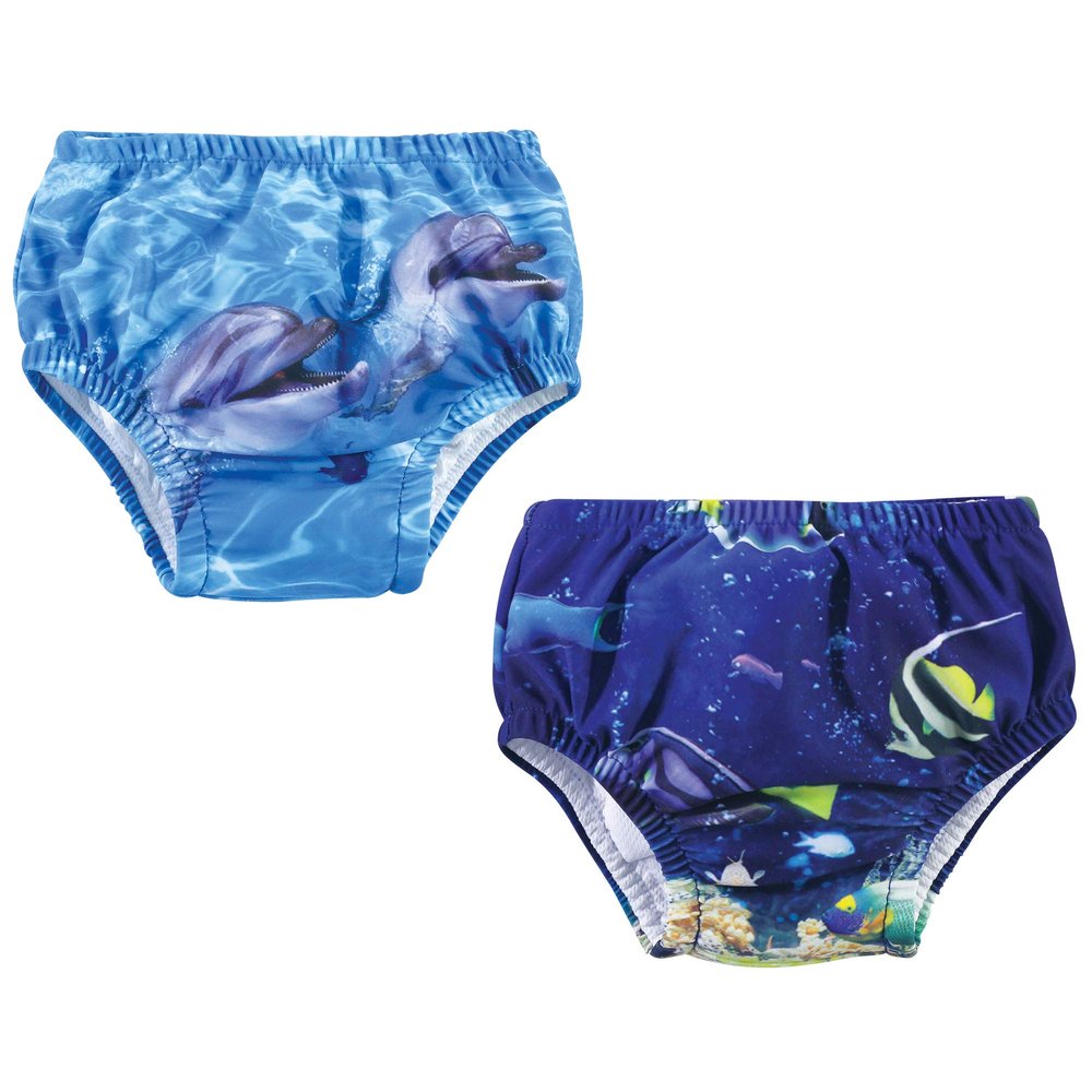 Hudson Baby Unisex Baby Swim Diapers, Coral Reef Dolphin, 12-18 Months