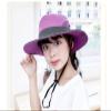Kids Girls Ponytail Sun Hat Outdoor UV-Protection Foldable Mesh Wide-Brim Beach Bucket-Cap (3-8Y) Purple view 2