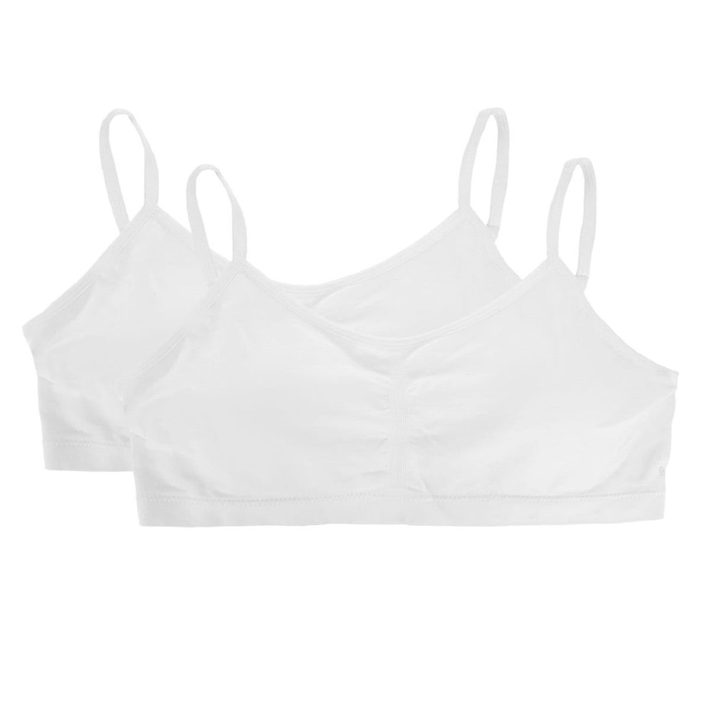 MeMoi Girls' 2 Pair Pack Gathered Front Cup Training Bra White S-10