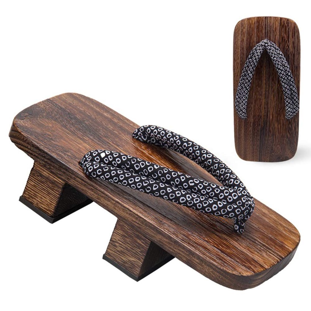 Ez-sofei Japanese Traditional Shoes Clogs Wooden Geta Sandals for Men Black-a
