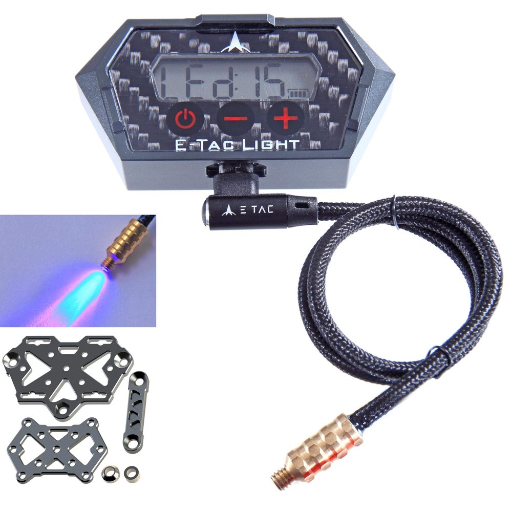E-Tac Light Compound Bow Sight Light 8-32 15 Level Rechargeable Li-ion BT Sensor Auto On/Off (Purple + UV)