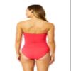Anne Cole Women's Solid Twist Front Shirred Bandeau Tankini Swim Top (Coral, Small) view 2