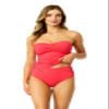 Anne Cole Women's Solid Twist Front Shirred Bandeau Tankini Swim Top (Coral, Small) view 3