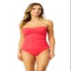 Anne Cole Women's Solid Twist Front Shirred Bandeau Tankini Swim Top (Coral, Small) view 4